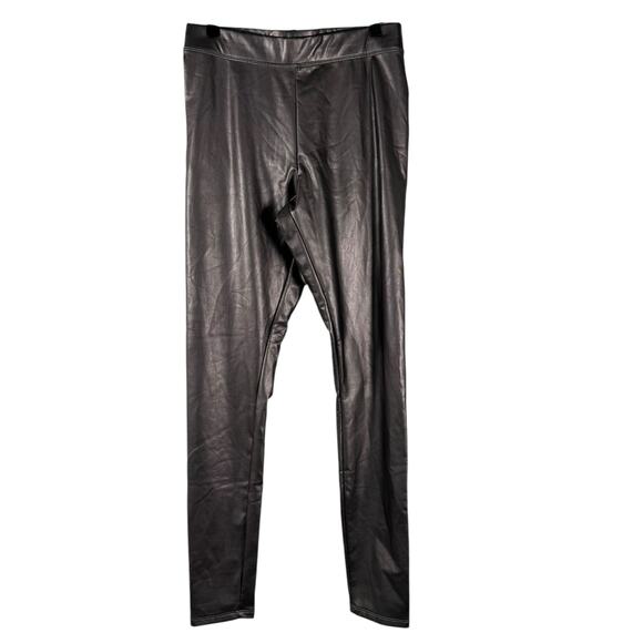NWT Express Womens Metallic Stretch Mid Rise Faux Leather Skinny Leg Pants S - Picture 1 of 12
